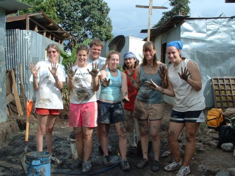 Group of volunteers getting their hands dirty