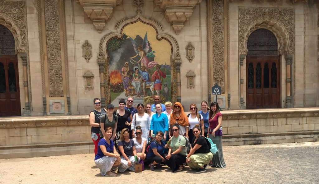 A group of people taking a group photo