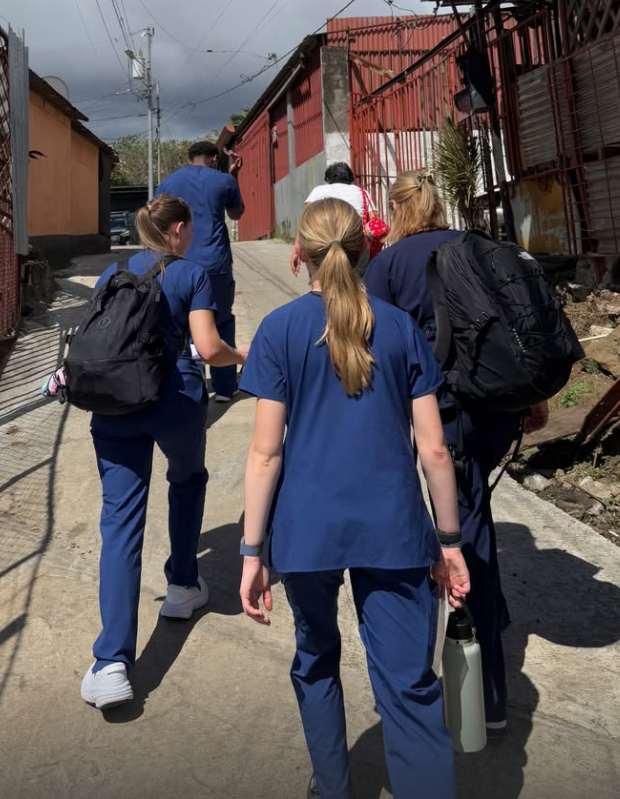 A group of volunteers walking