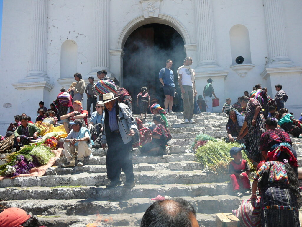 People in Guatemala selling flowers, plants, foods
