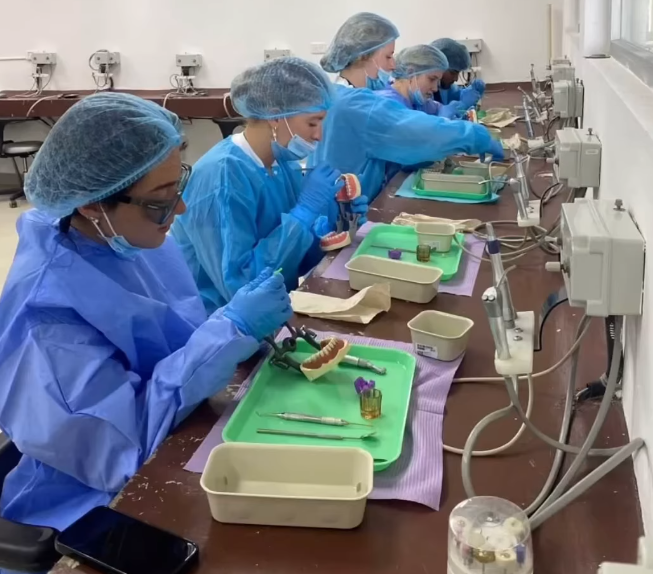 A group of dentists working