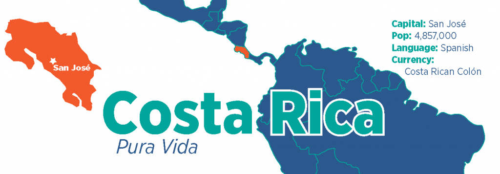 Costa Rica location map and population